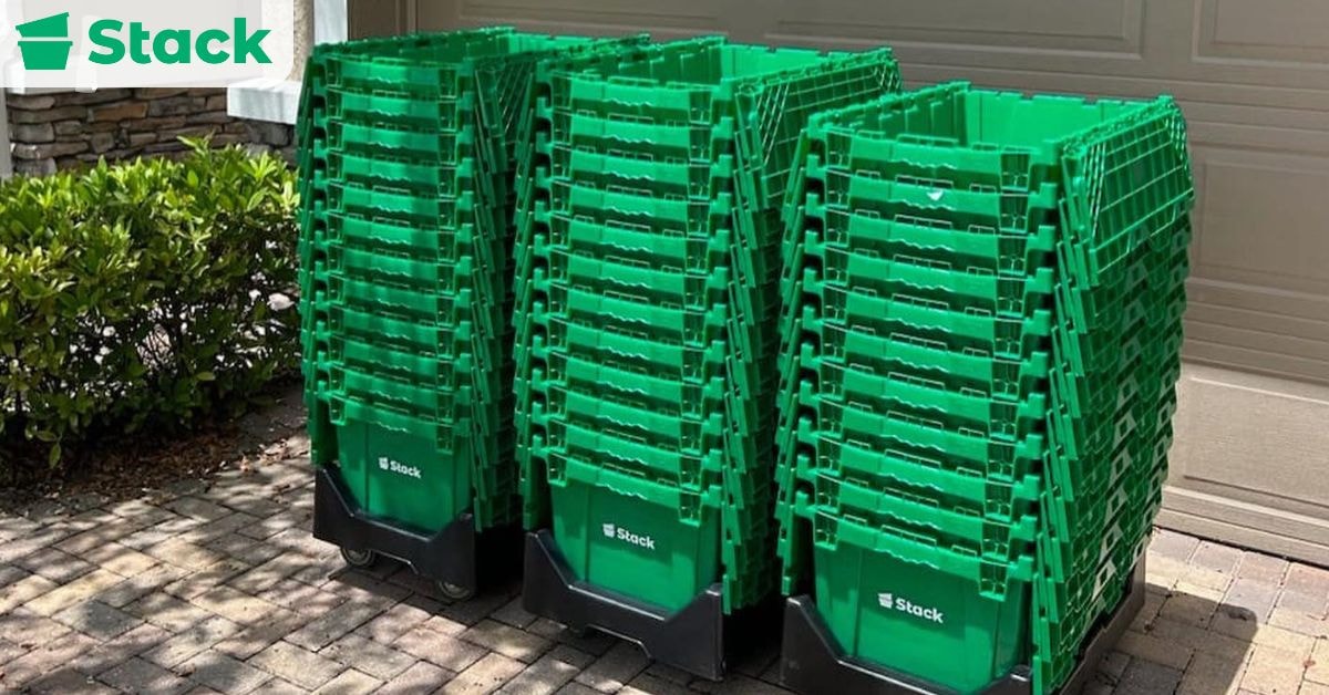 Reusable plastic bins as an alternative to moving company cardboard boxes