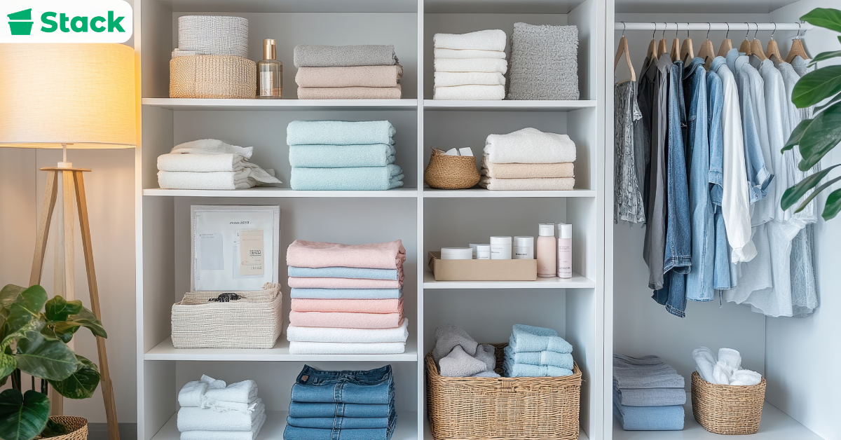 dorm room essentials for guys including storage bins and closet organizers
